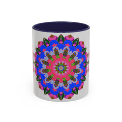 Colorful mandala mug with floral and geometric patterns