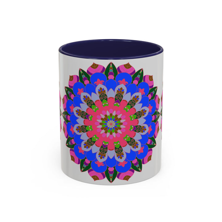 Colorful mandala mug with floral and geometric patterns