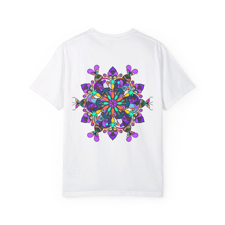 Unisex Mandala T-Shirt featuring intricately hand-drawn mandala art on 100% ring-spun cotton, garment-dyed for ultimate comfort and style