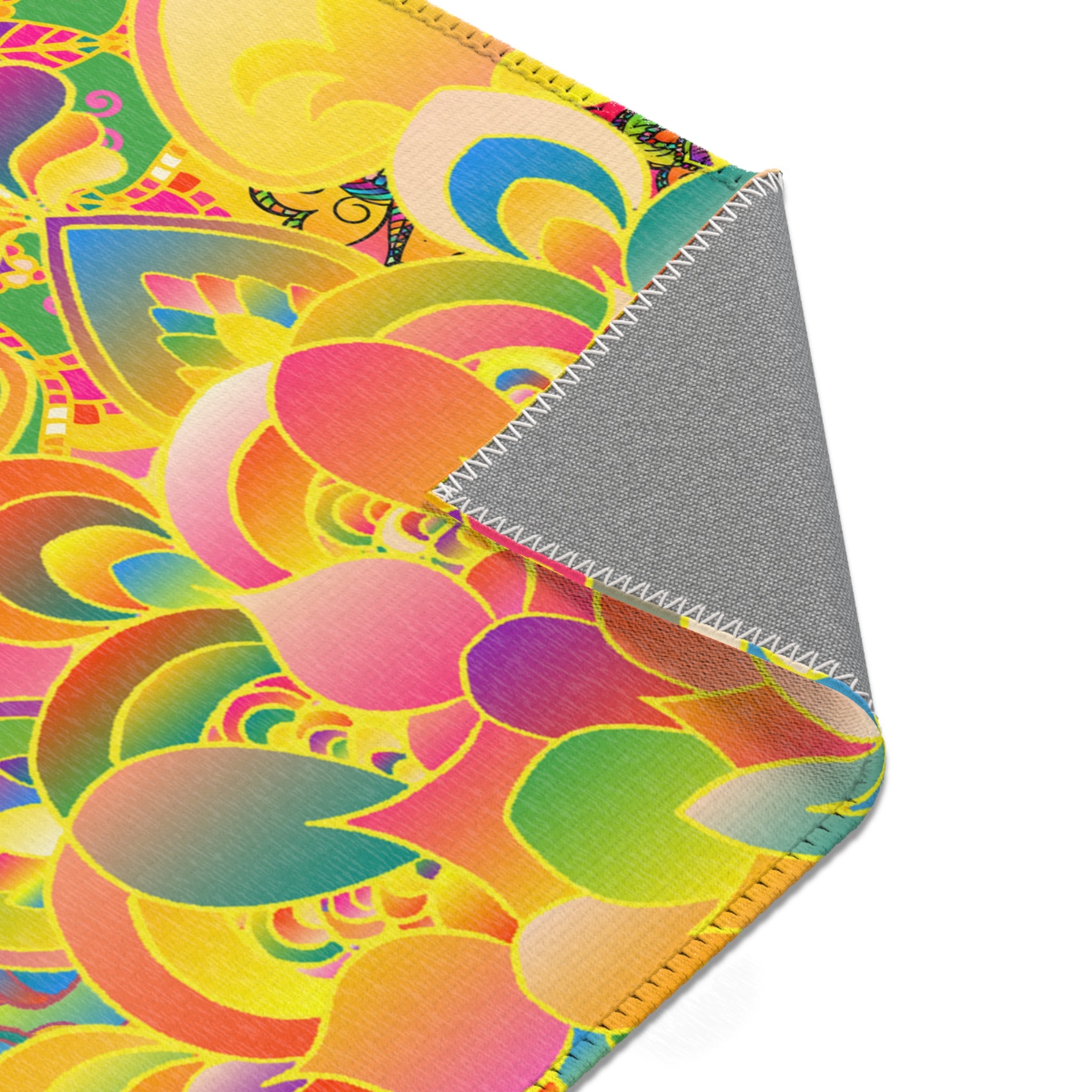 Psychedelic Floral Mandala Area Rug