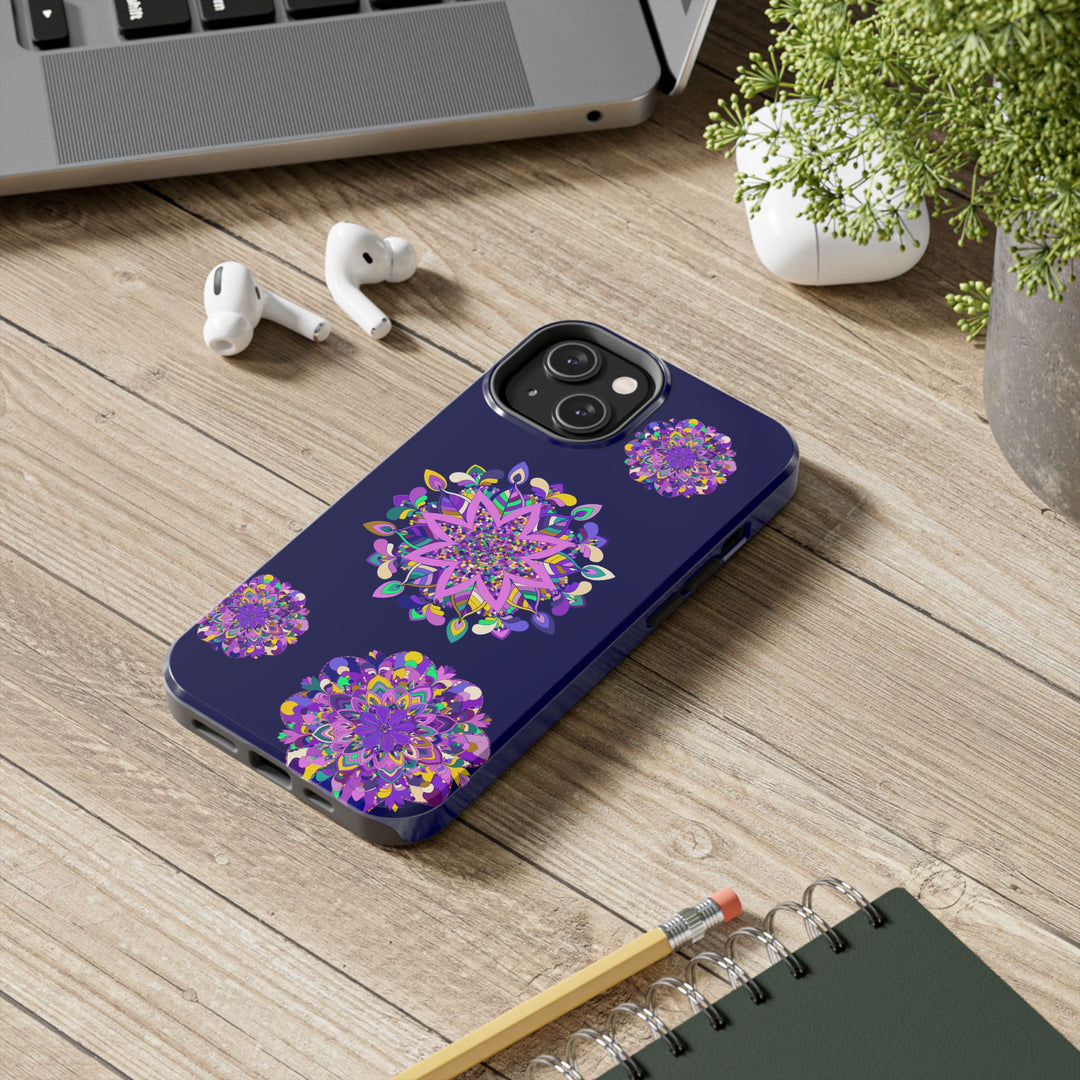 Hand Drawn Mandala Art Purple Shades Phone Case - Durable and Shock Absorbent, perfect for protecting your phone with stylish and artistic design