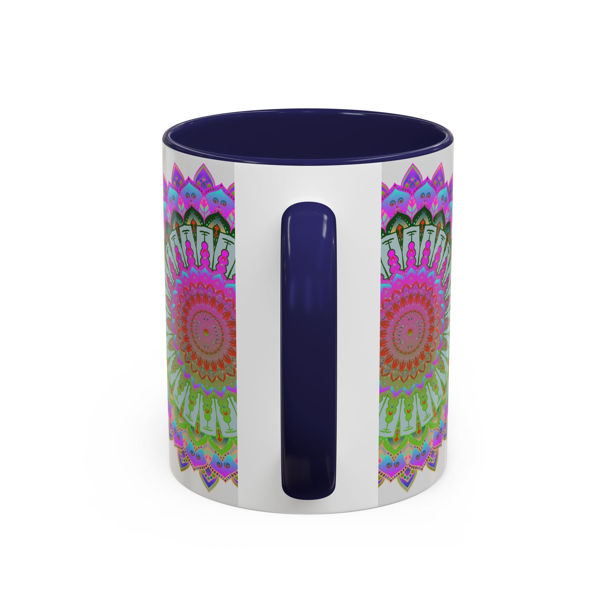 Colorful mandala art mug with intricate hand-painted design