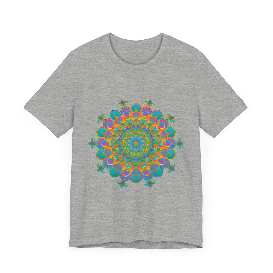 Vibrant Mandala Tee showcasing a beautiful circular floral design in bright, eye-catching colors