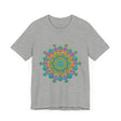 Vibrant Mandala Tee showcasing a beautiful circular floral design in bright, eye-catching colors