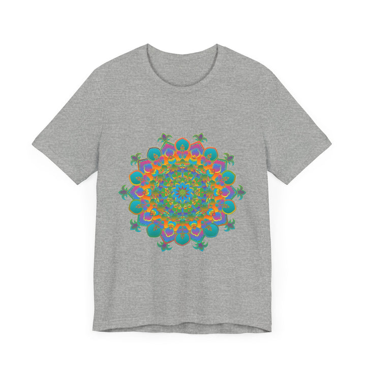 Vibrant Mandala Tee showcasing a beautiful circular floral design in bright, eye-catching colors