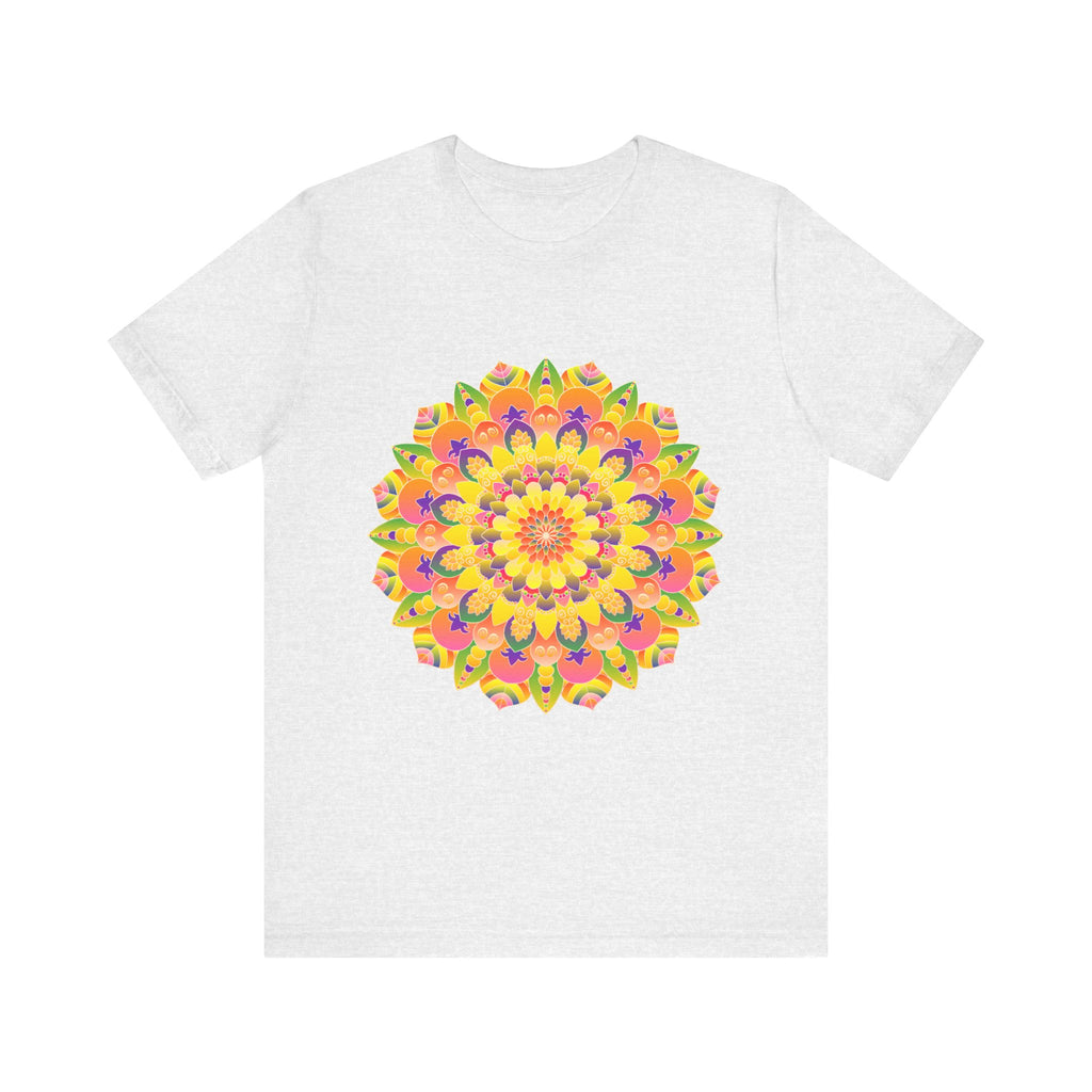 Vibrant Mandala Tee with intricate spiritual art design in bold, eye-catching colors