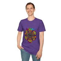 Colorful mandala art gift for sister unisex softstyle t-shirt with hand-drawn design