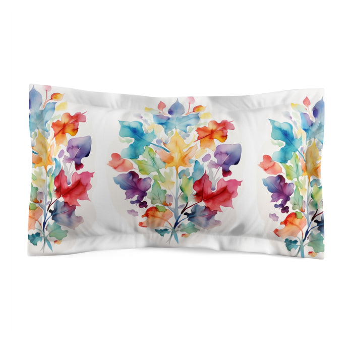 Watercolor Floral Pillow Sham - Colorful Botanical Microfiber Pillowcase
