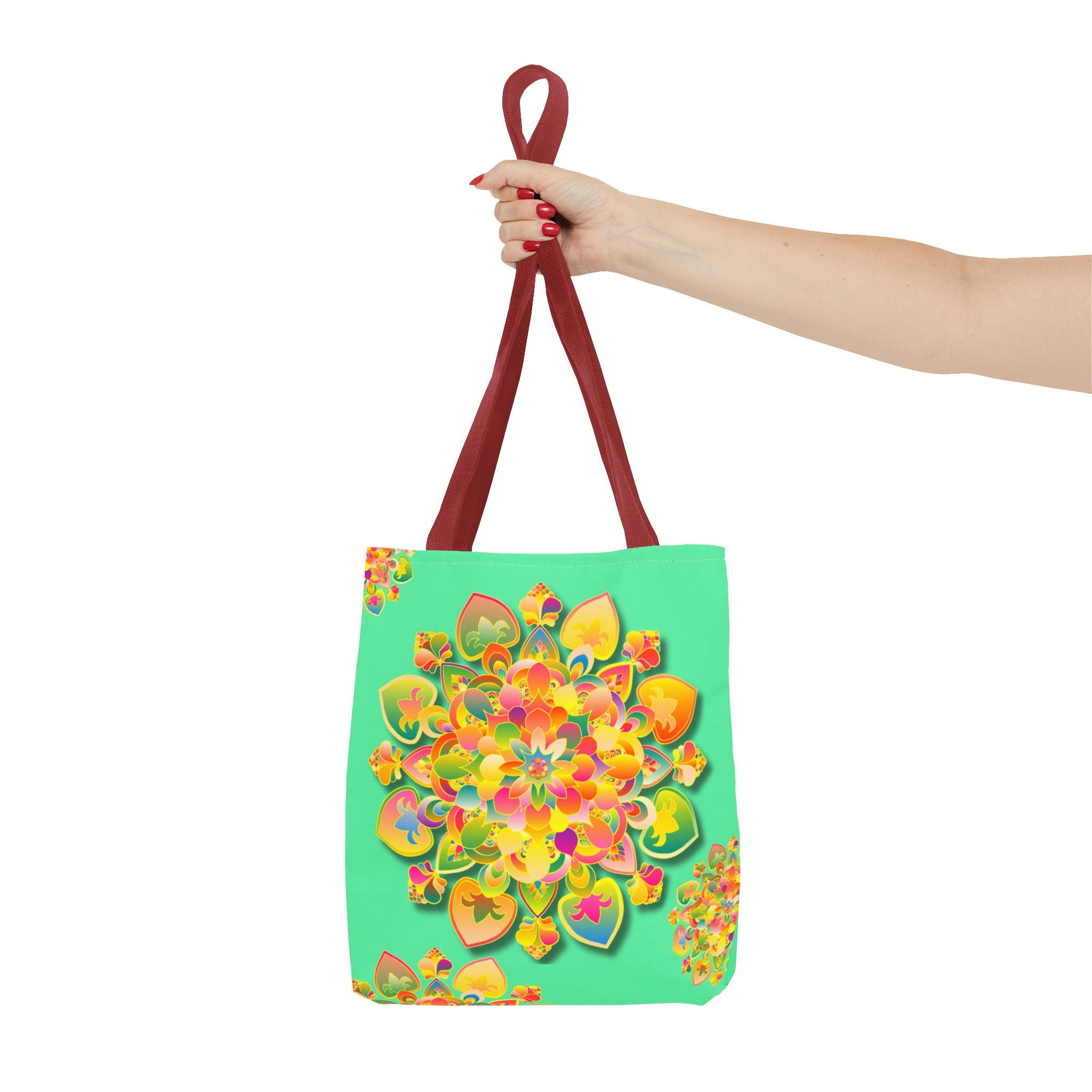 Floral Mandala Tote Bag — Bright Tropical Green All-Over Print