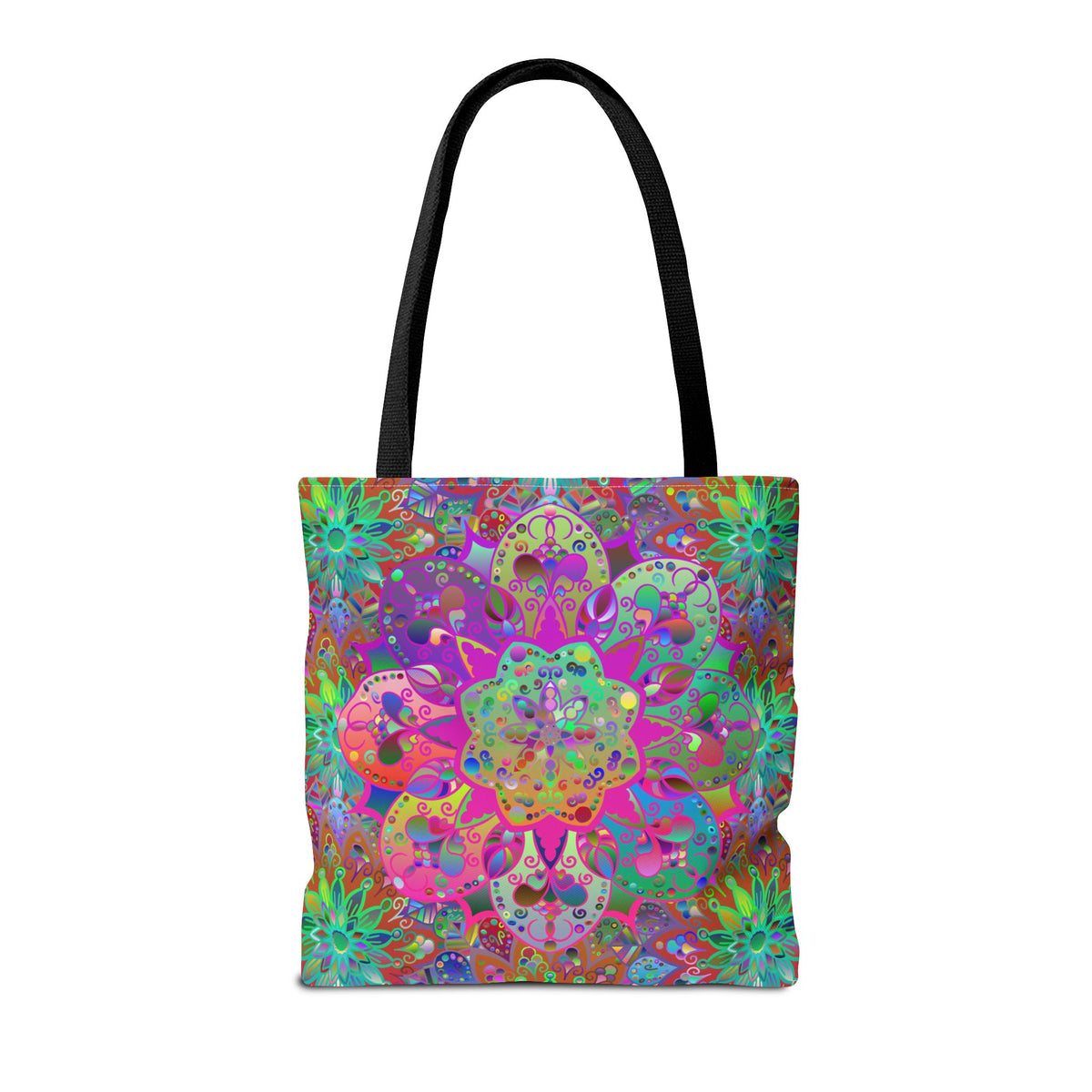 Psychedelic Mandala Tote Bag — Colorful Boho All-Over Print Tote