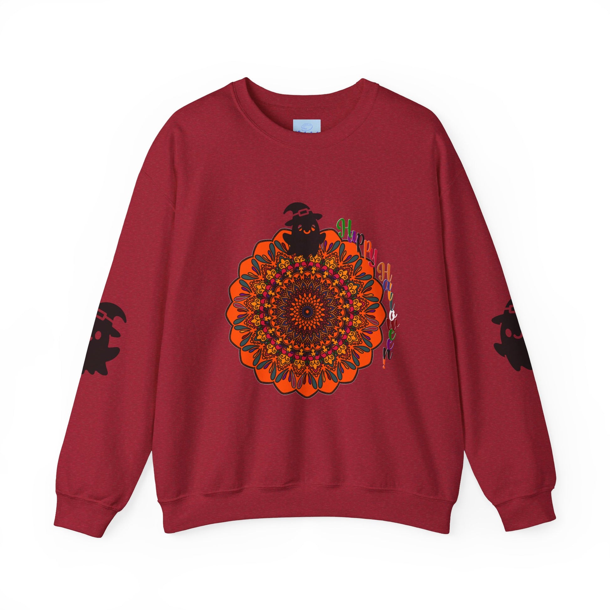 Unisex Heavy Blend Crewneck Sweatshirt featuring adorable Halloween ghosts on a cozy sweatshirt