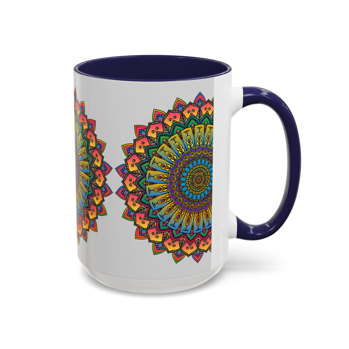 Colorful and vibrant mandala art mug with spiritual design and intricate patterns