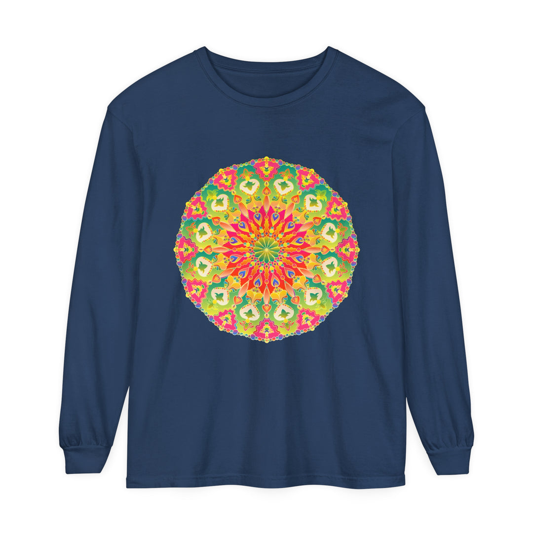 Colorful and detailed Intricate Mandala Long Sleeve T-Shirt - Vibrant Art with a vibrant and intricate mandala print