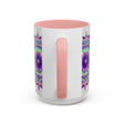 Beautiful light grey mug featuring a vibrant mandala art design