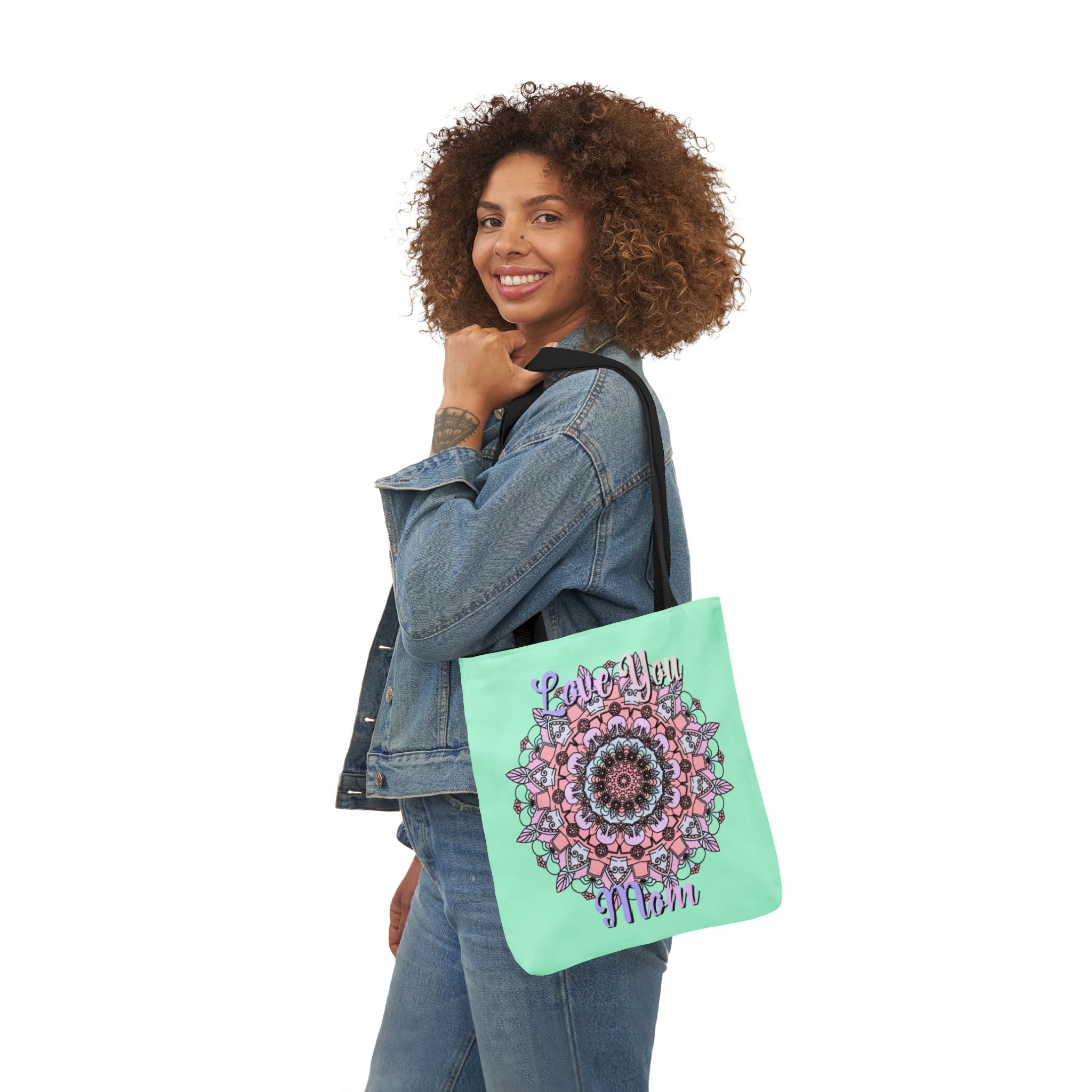Mandala 'Love You Mom' Canvas Tote — Floral Mother's Day Gift Bag