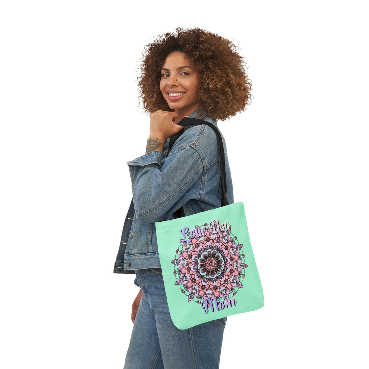 Mandala 'Love You Mom' Canvas Tote — Floral Mother's Day Gift Bag