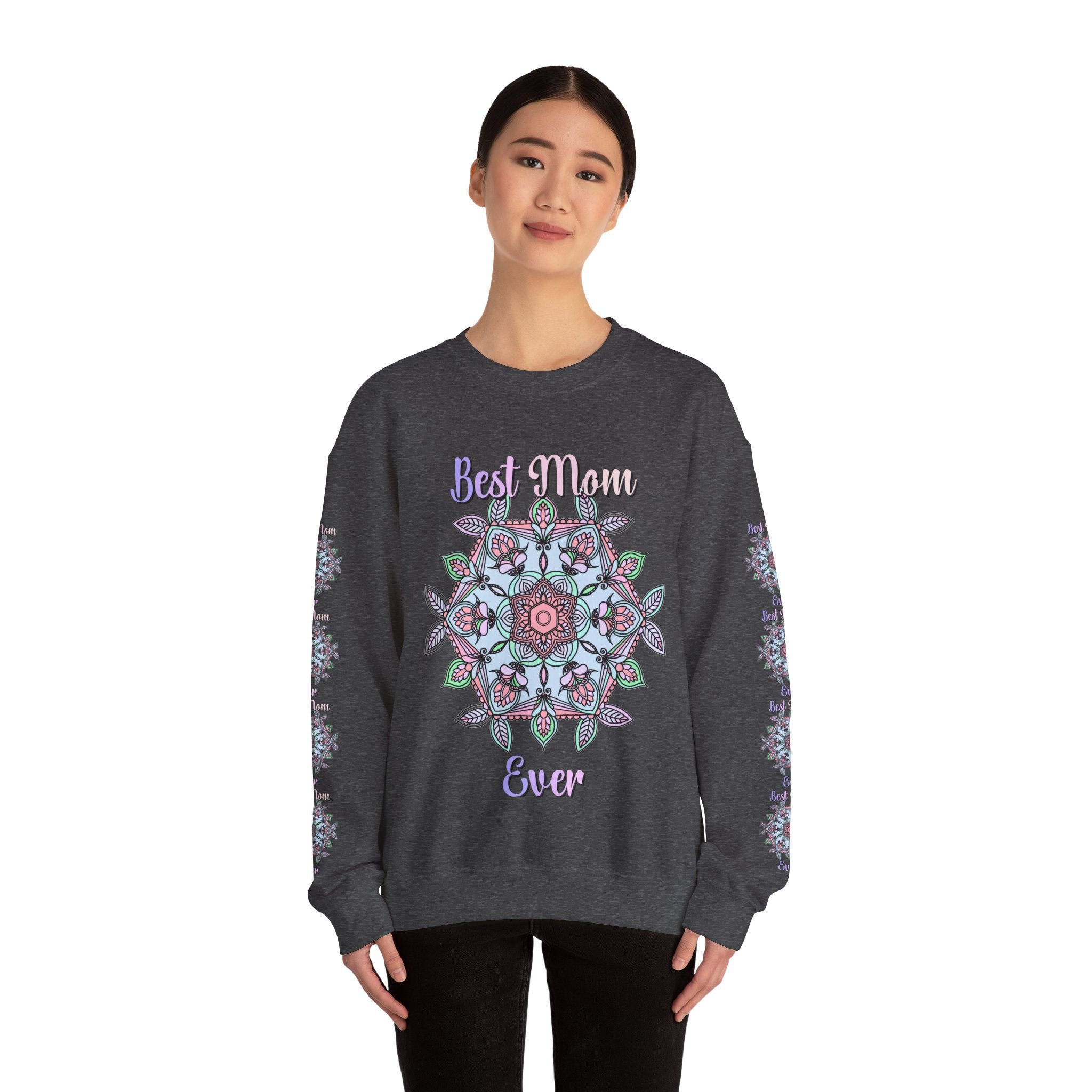 Mandala Art Crewneck Sweatshirt Celebrating Moms in Soft Hues
