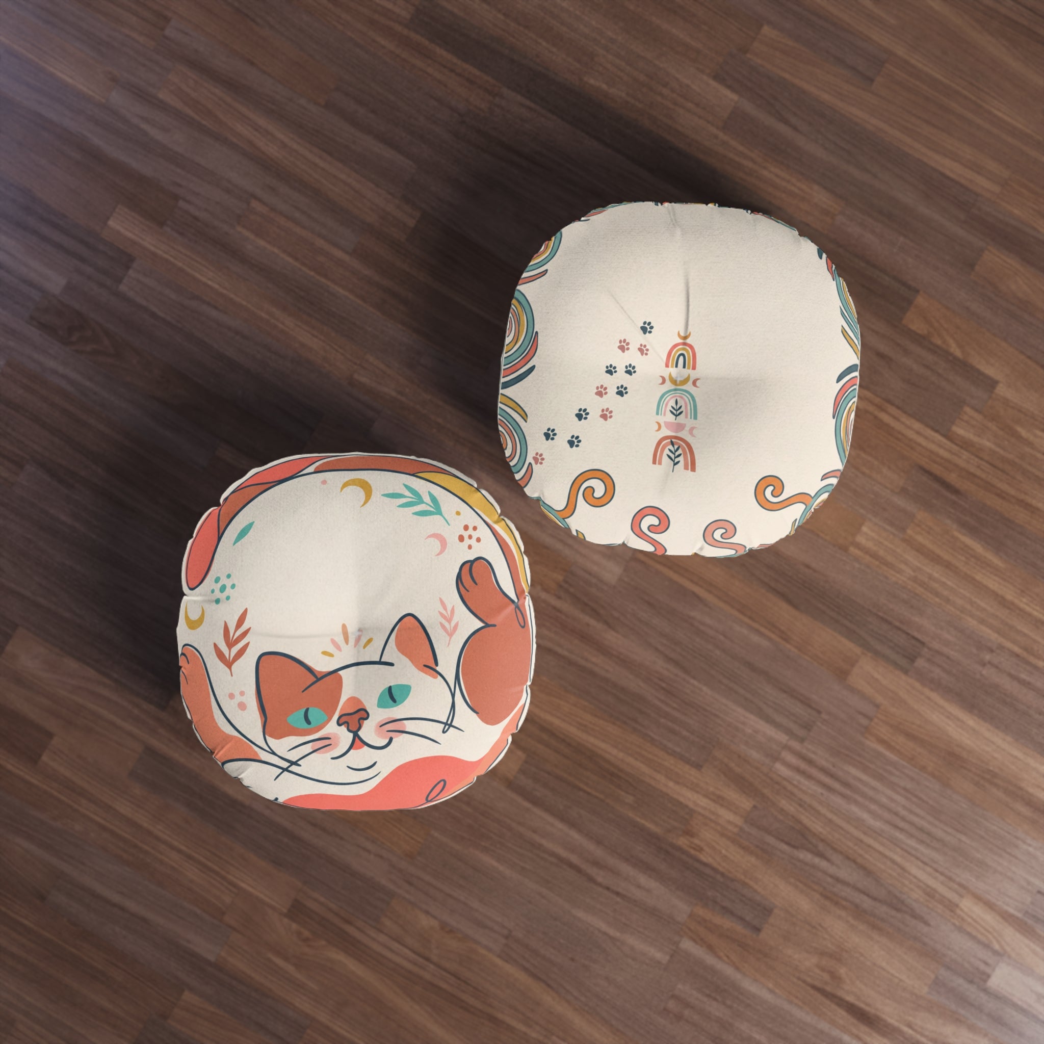Boho Cat Floor Pillow — Cute Cat Cushion