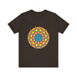 A close-up image of the Vibrant Mandala Tee, featuring a colorful geometric design with intricate patterns and vibrant hues, perfect for adding a pop of color to your wardrobe