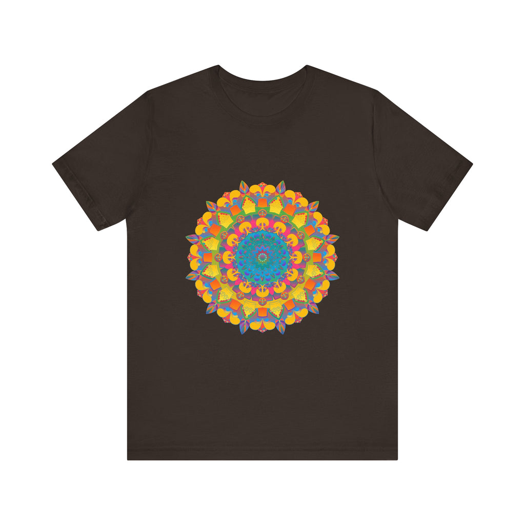 A close-up image of the Vibrant Mandala Tee, featuring a colorful geometric design with intricate patterns and vibrant hues, perfect for adding a pop of color to your wardrobe