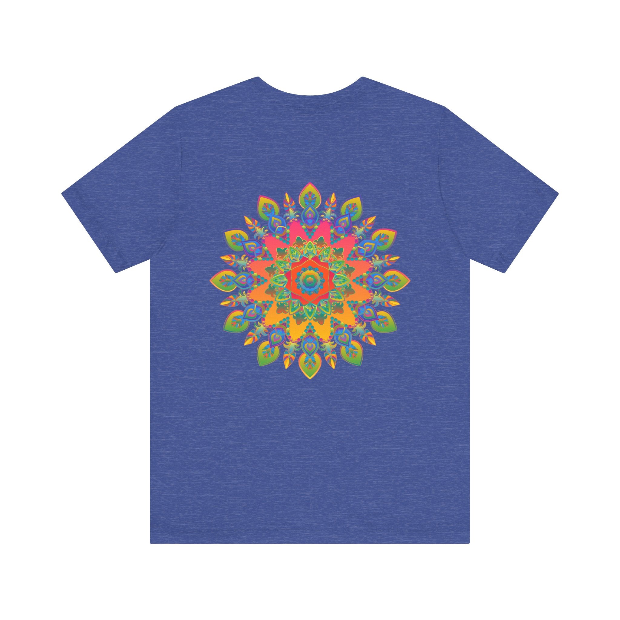 Colorful mandala design t-shirt with spiritual and peaceful vibes for a psychedelic fashion statement