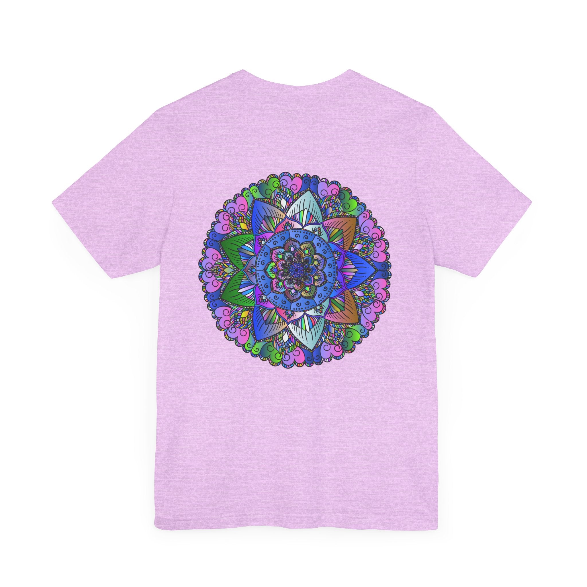 Vibrant Mandala T-Shirt featuring intricate design and vibrant colors promoting spiritual peace and positivity, perfect for yoga and meditation enthusiasts