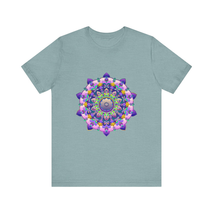 Vibrant and colorful mandala tee with intricate and detailed design