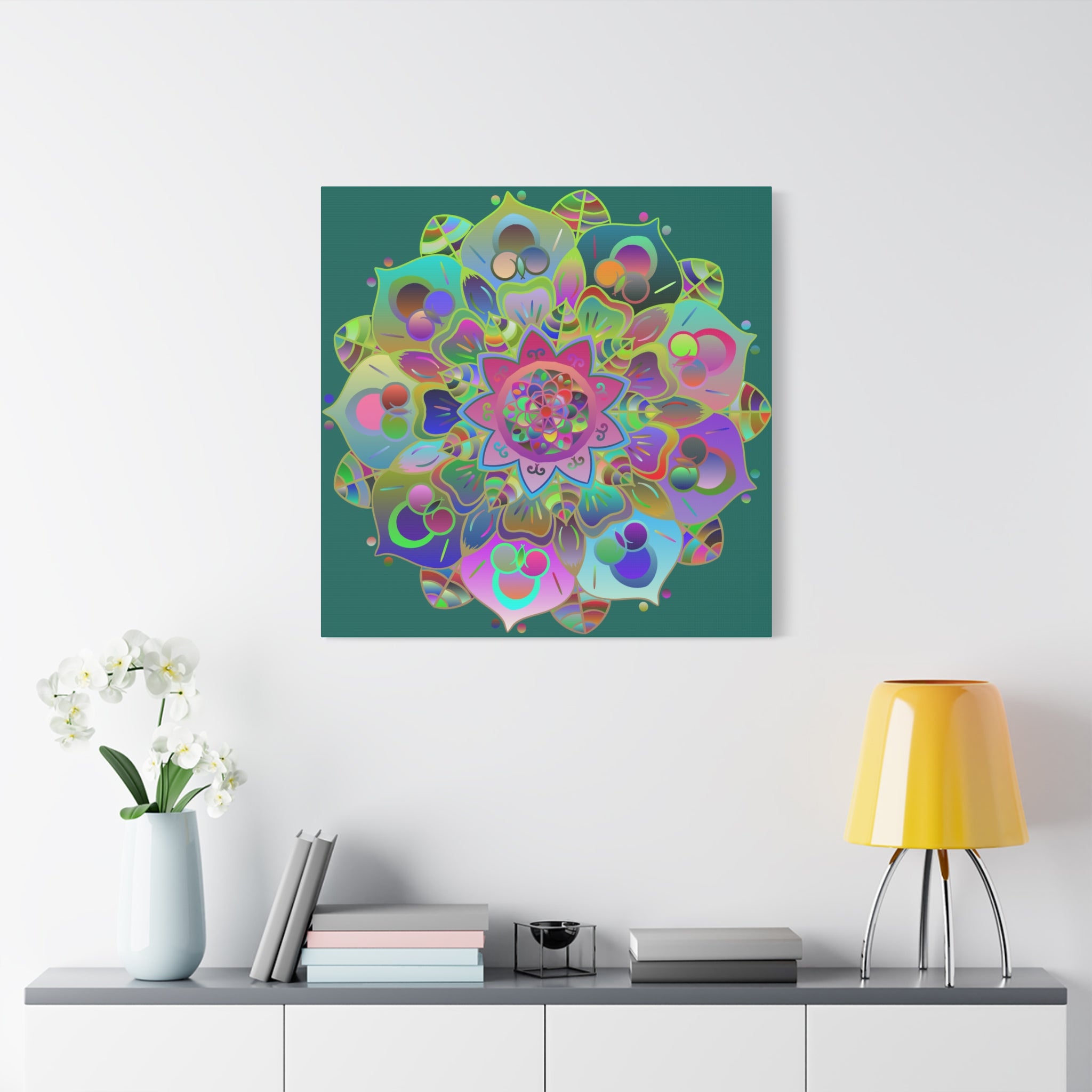 Vibrant Mandala Matte Canvas Wall Art — Colorful Boho Stretched Canvas