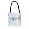 Colorful mandala tote bag featuring a vibrant 'Art for Life' quote, perfect for adding a touch of creativity to your daily errands and activities