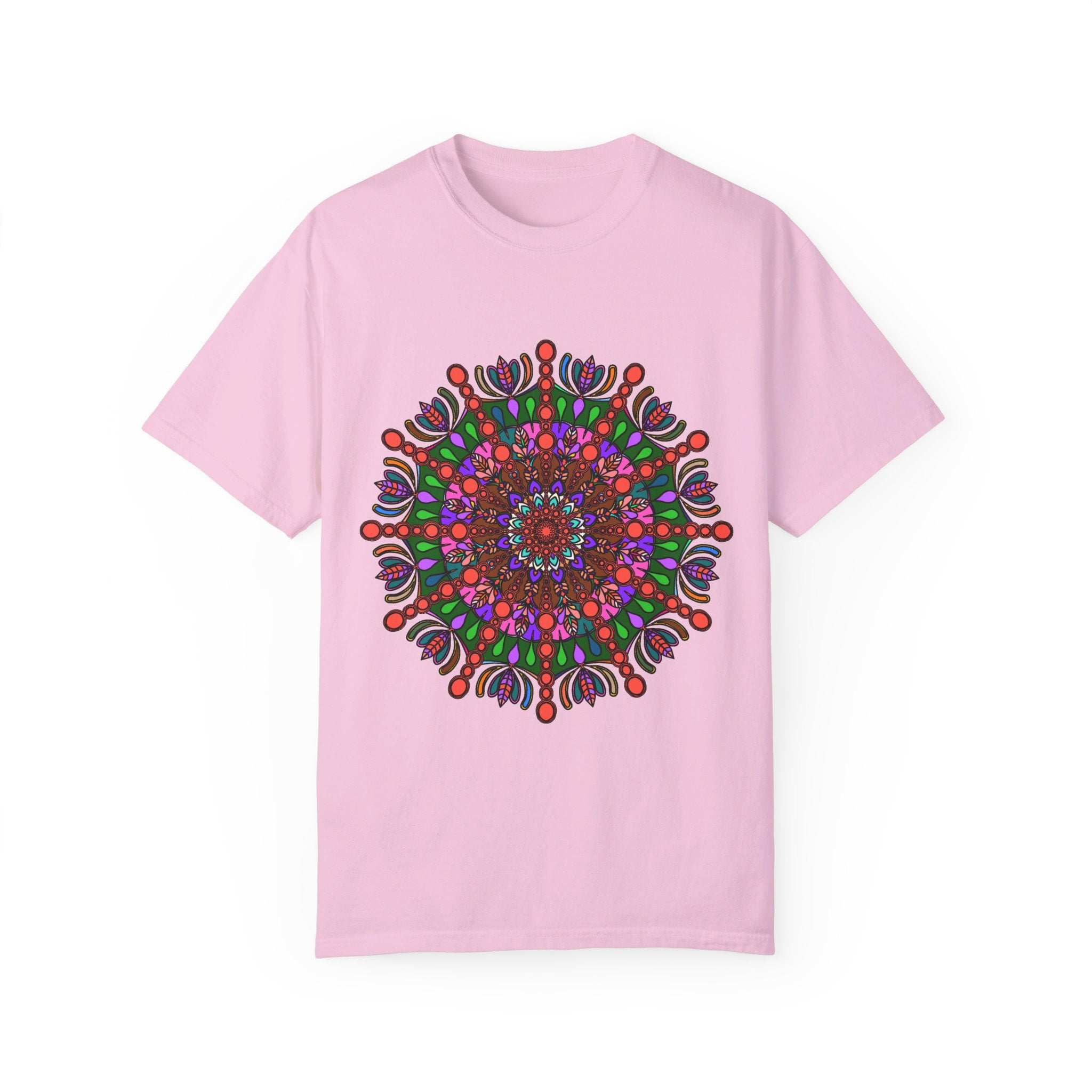 Unisex Mandala T-Shirt made of 100% ring-spun cotton, hand-drawn mandala art, and garment-dyed for extra comfort and style