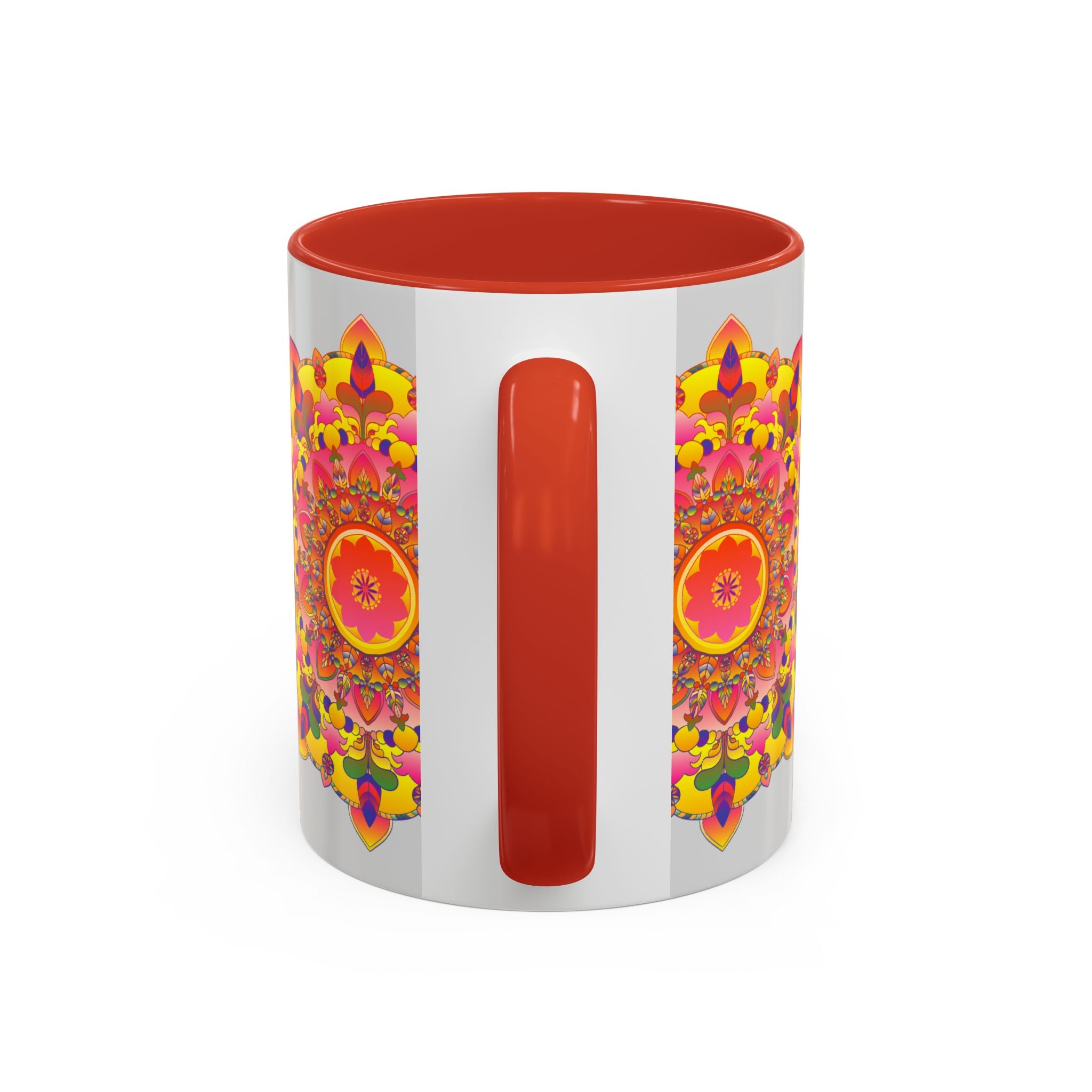 Colorful and intricate mandala art mug featuring vibrant designs and patterns