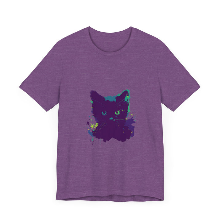 Black Cat Mystery Watercolor T-Shirt: A stylish and unique shirt featuring a vibrant watercolor design of a mysterious black cat