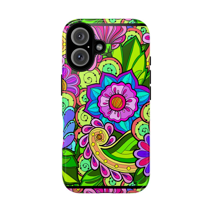 Floral Fantasy iPhone and Google Pixel Case in Bright Green Palette