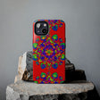 Beautiful hand drawn red mandala art phone case with intricate and detailed design