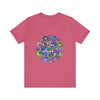 Colorful and detailed mandala design t-shirt, featuring vibrant, intricate art