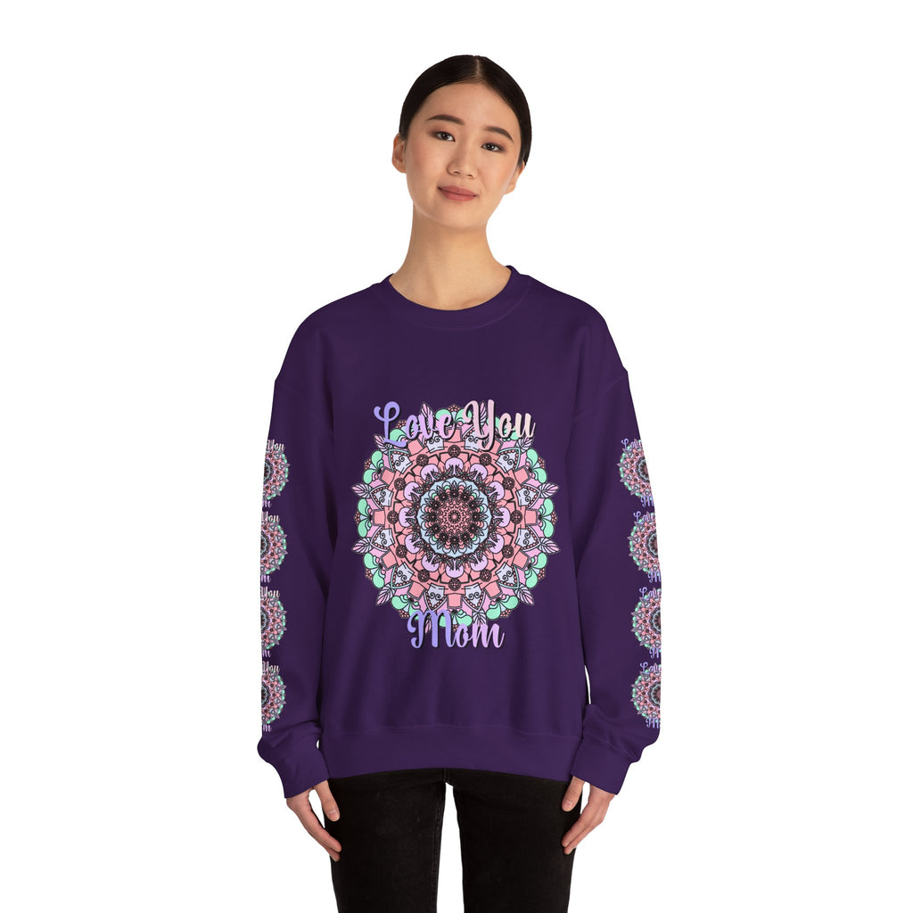 Felpa girocollo ispirata al mandala per mamme in tenui colori pastello