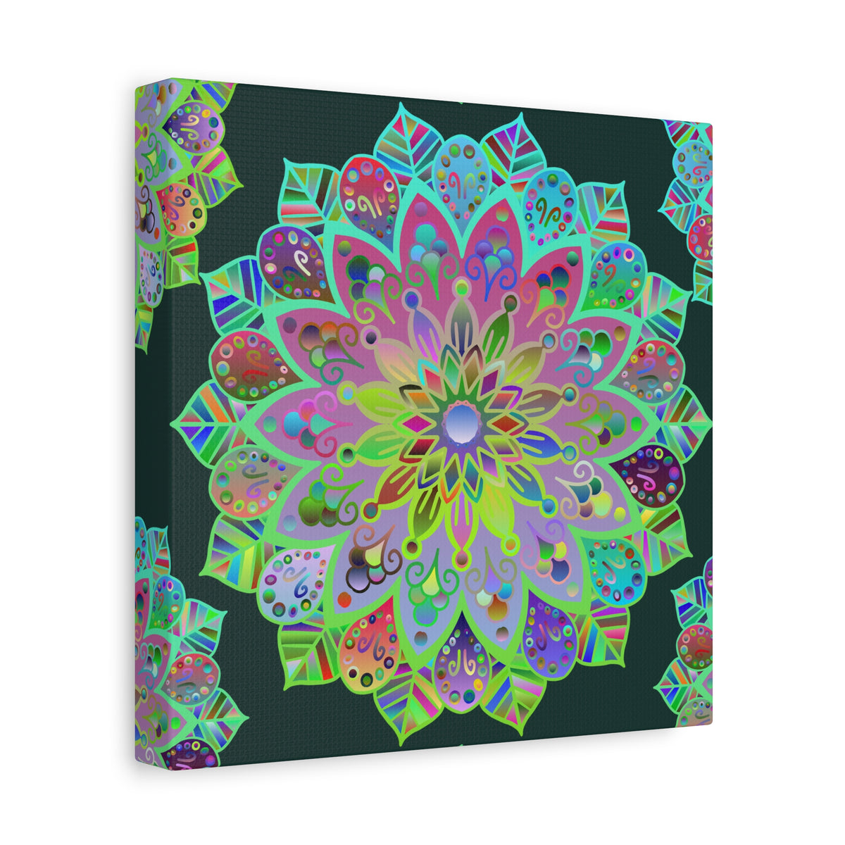 Vibrant Mandala Matte Canvas Wall Art — Colorful Floral Boho Stretched Print