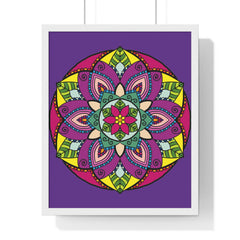 Vertical framed poster featuring a hand-drawn purple mandala art, perfect for mindfulness and yoga enthusiasts