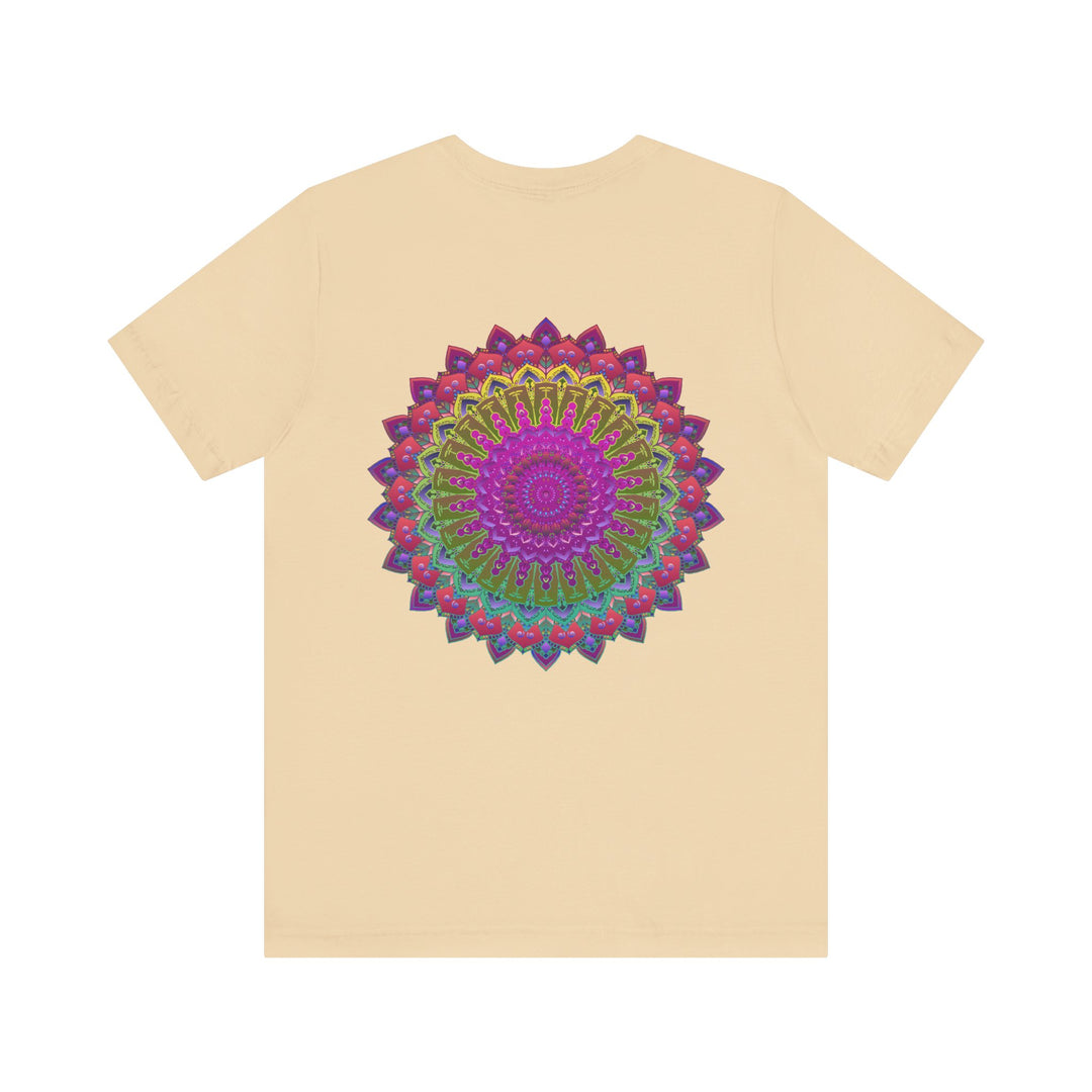 Stylish and meaningful tee with a vibrant mandala symbol for peace