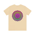 Stylish and meaningful tee with a vibrant mandala symbol for peace