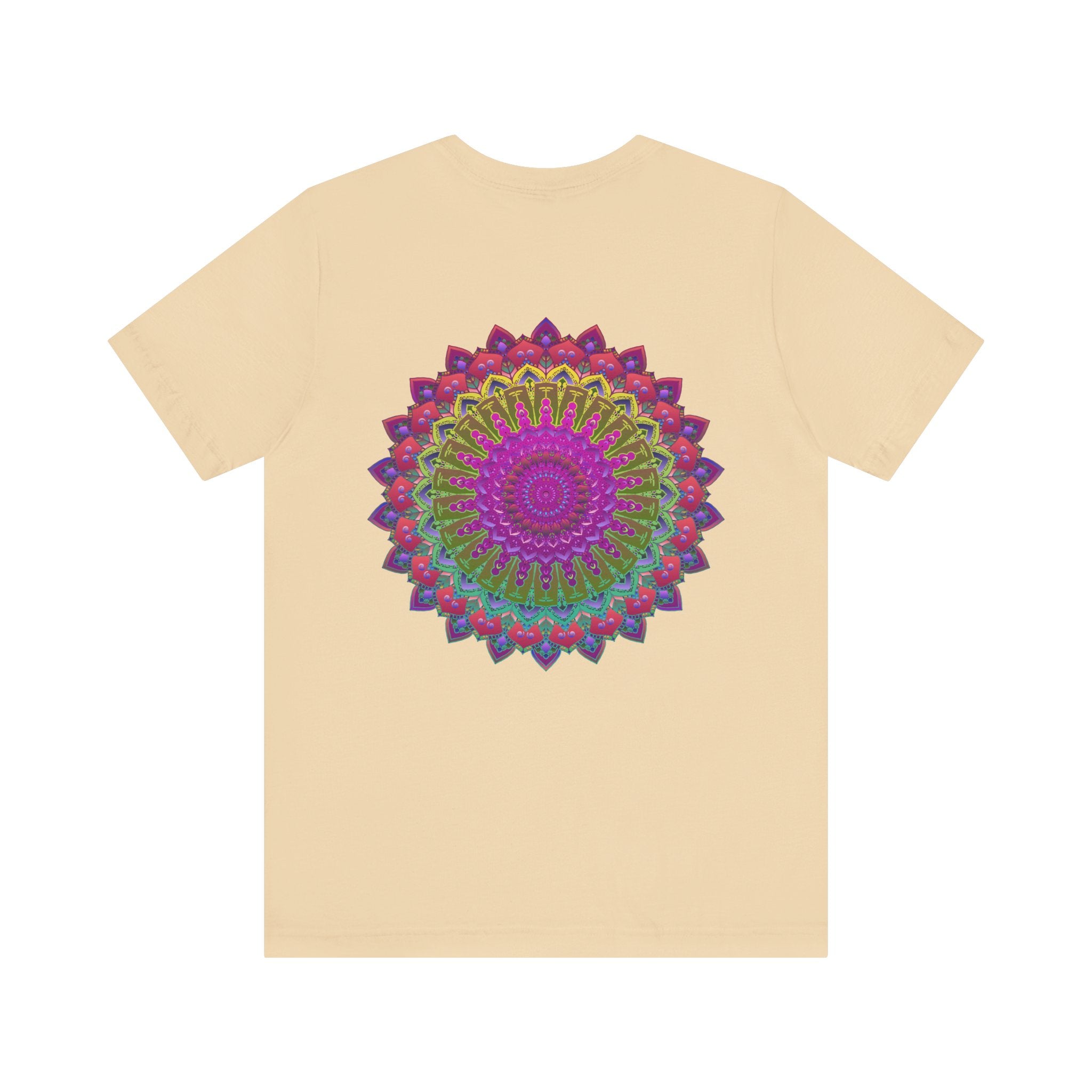 Stylish and meaningful tee with a vibrant mandala symbol for peace