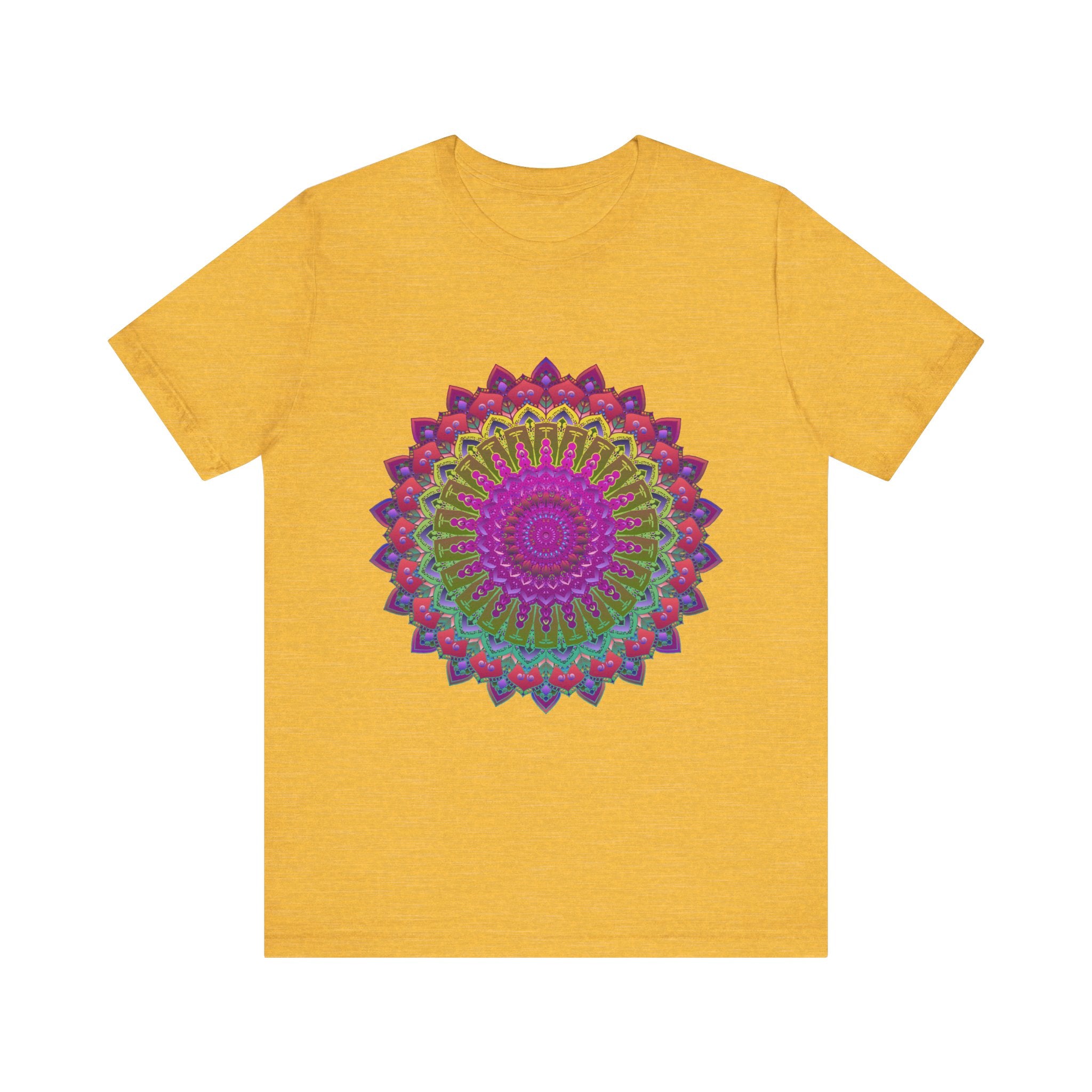 Vibrant mandala tee featuring colorful and intricate spiritual art design