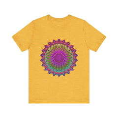 Vibrant mandala tee featuring colorful and intricate spiritual art design