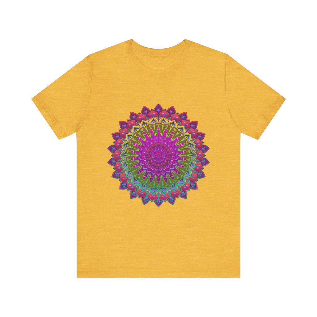 Vibrant mandala tee featuring colorful and intricate spiritual art design