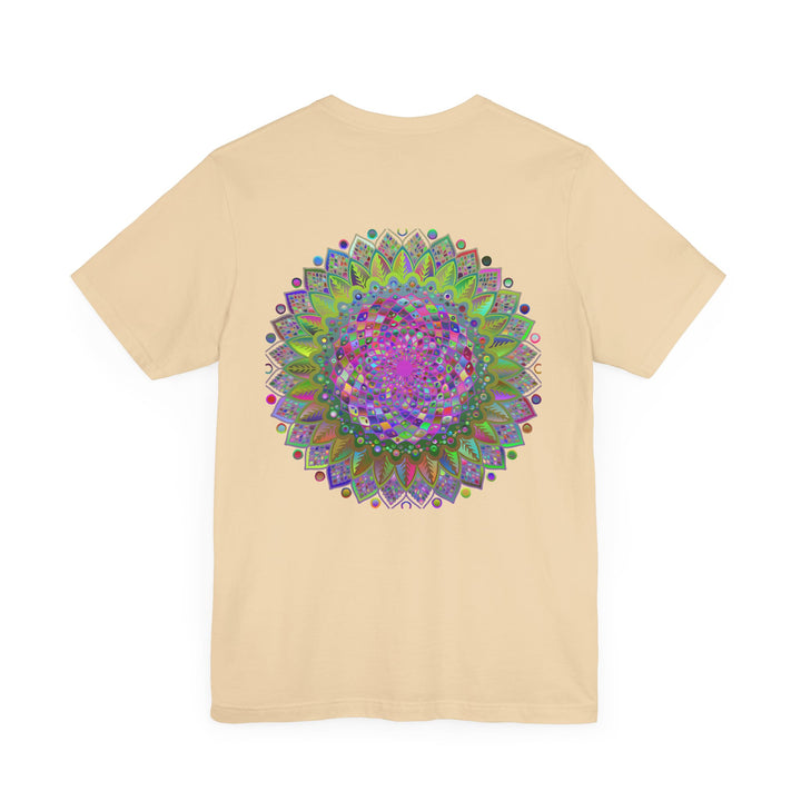 A close-up image of a Mandala Tee with intricate designs symbolizing spiritual peace and harmony, perfect for meditation and yoga practice