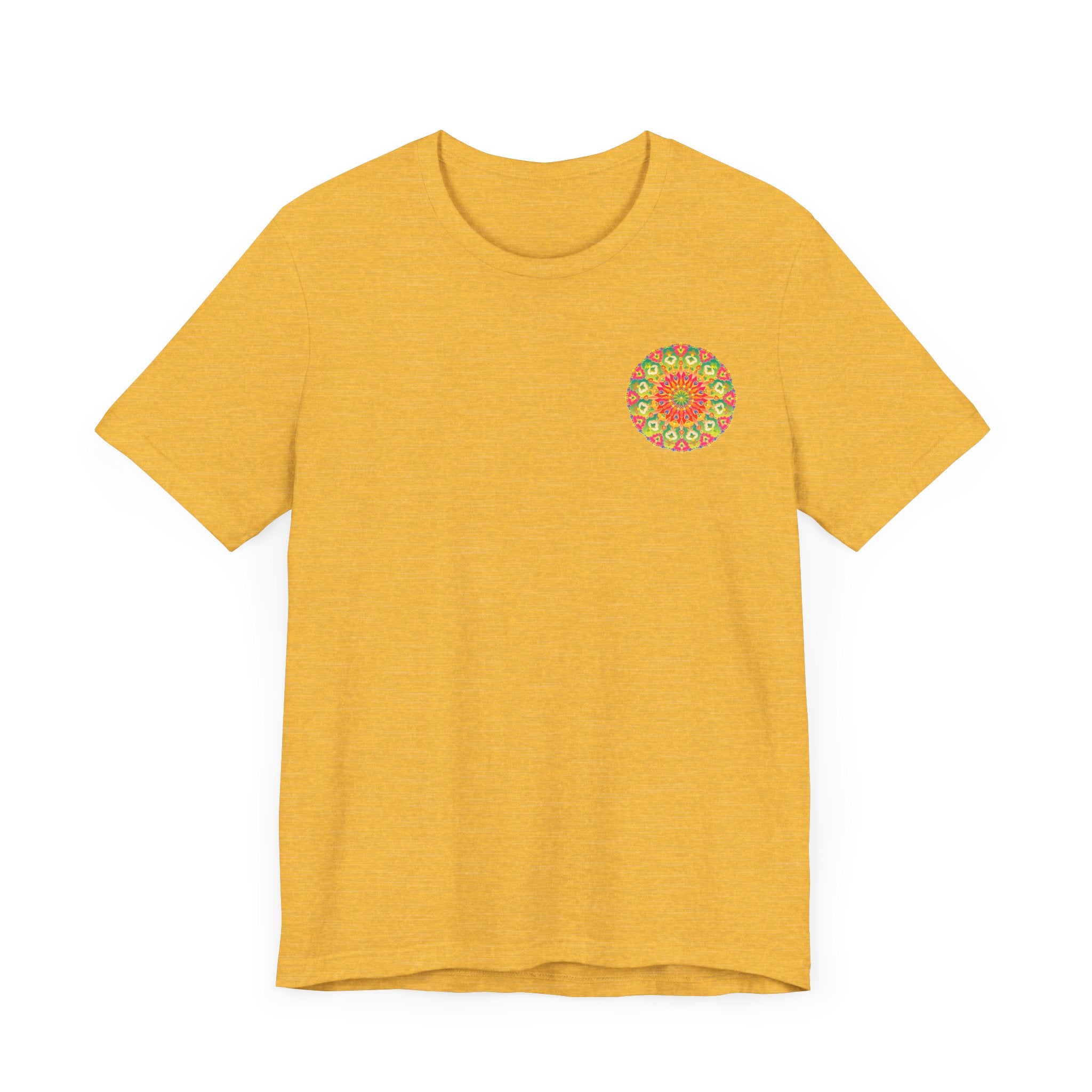 Colorful and intricate mandala design t-shirt promoting spiritual peace and harmony