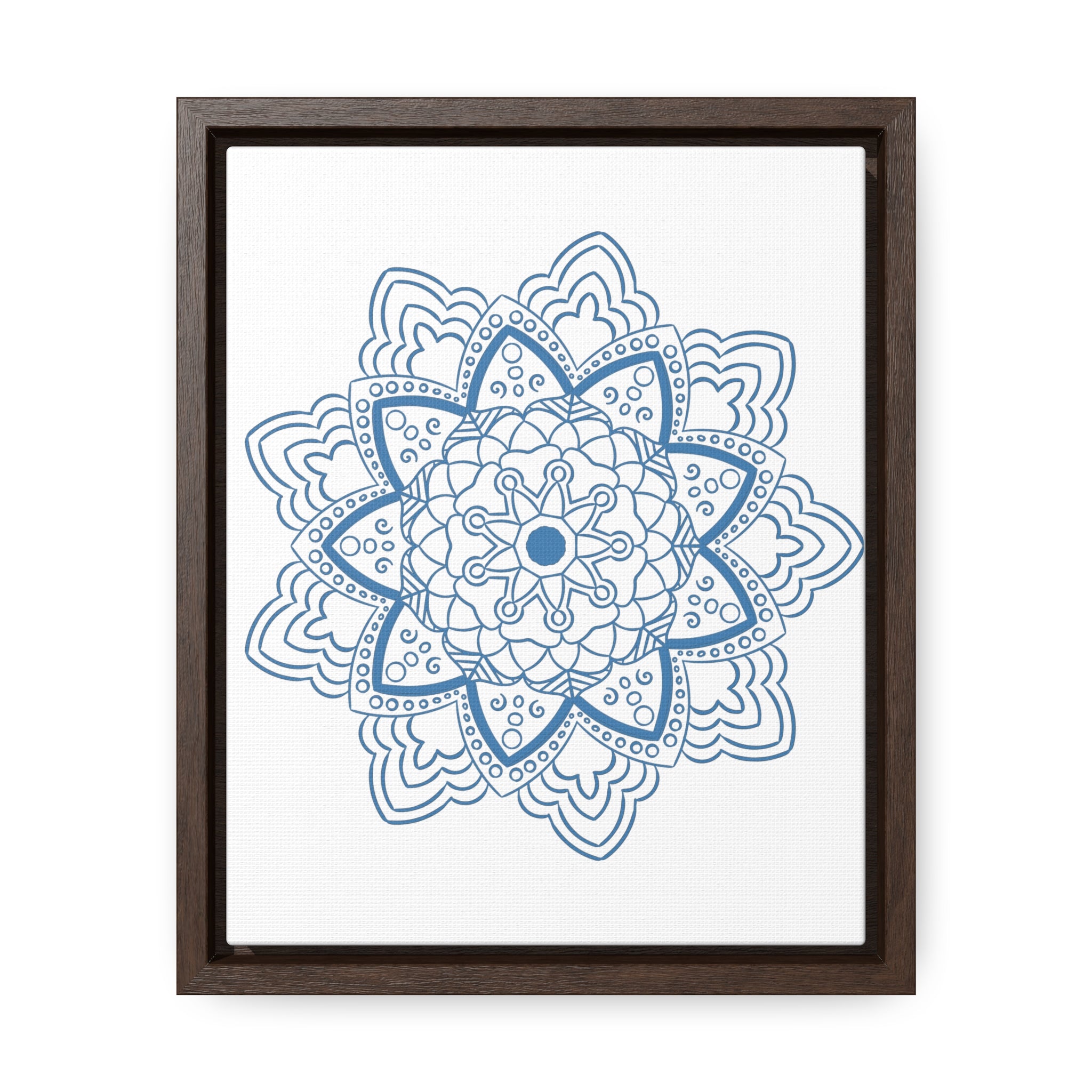 Mandala Handmade Art - Steel Blue Gallery Canvas Wraps Vertical Frame - Beautifully crafted mandala design wall art on gallery canvas wraps, perfect for vertical frames