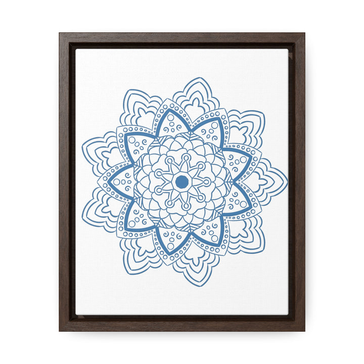 Mandala Handmade Art - Steel Blue Gallery Canvas Wraps Vertical Frame - Beautifully crafted mandala design wall art on gallery canvas wraps, perfect for vertical frames