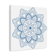Handmade Mandala Art - Steel Blue Mandala Design Wall Art on Matte Canvas, Stretched to 125 inches for a stunning and unique home decor piece