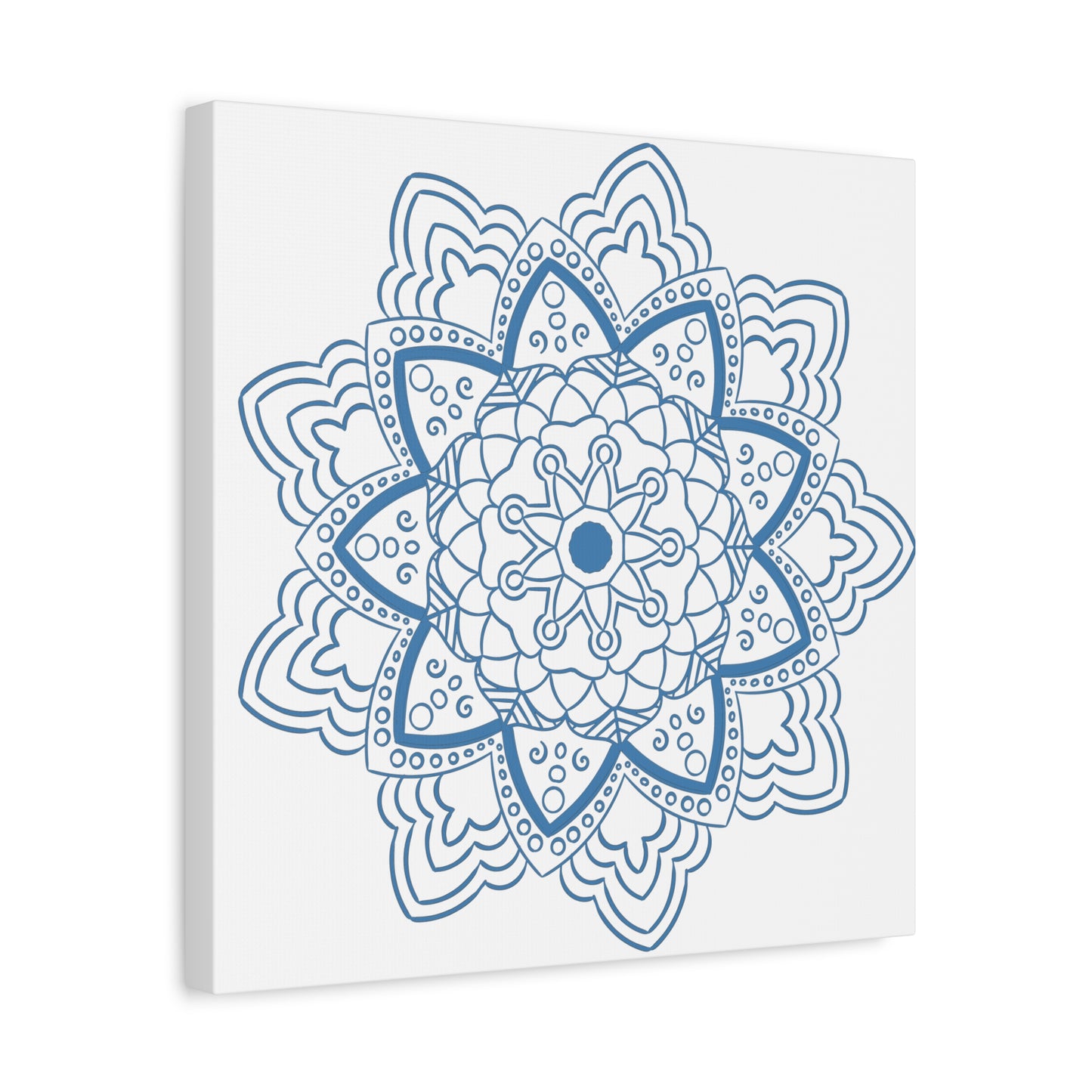 Handmade Mandala Art - Steel Blue Mandala Design Wall Art on Matte Canvas, Stretched to 125 inches for a stunning and unique home decor piece